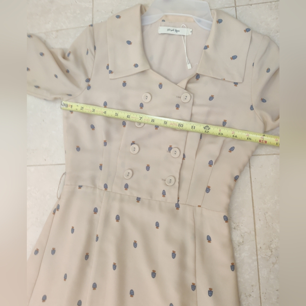 Simple Retro Elizabeth Retro Printed Dress Deep Apricot NWOT XS - Picture 12 of 16